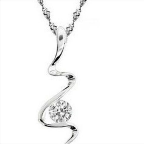 Silver Plated Clear CZ Necklace - Picture 5 of 7
